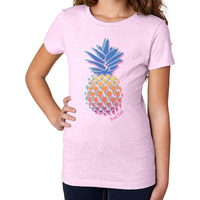 Girls Crew Tee - Pineapple Love - Lilac by DelSol for Women - 1 Pc T-Shirt (YXL)