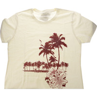Womens Boyfriend Tee - Palms and Floral Sunset by Delsol for Women - 1 Pc T-Shirt (XL)