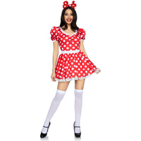 2 PC Polka dot dress with ruched sweetheart bodice and matching bow headband.