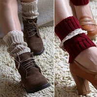 Vintage Style cableKnit At Your Feet Leg Warmer Socks With Lace(D0102HEYPV7)