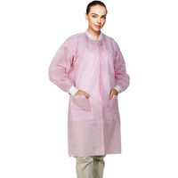 Disposable Lab coats Pack of 10 Light Pink Small SPP 45 gsm Work gowns Protective clothing with Snaps Front Knit cuffs & collar 3 Pockets Unisex Knee-Length Medical Uniform for Adults(D0102HI74P7)