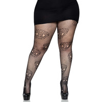 Lace skull fishnet tights.