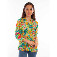 TROPICAL PRINT BUTTON UP BLOUSE