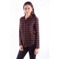 LADIES PLAID BUTTON UP TOP