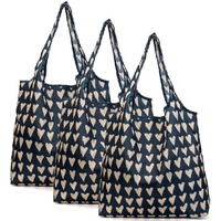 Hearts - 3 Pieces Reusable Grocery Bags Foldable Boutique Shopping Bags Portable Merchandise Tote Bags Gift Bags