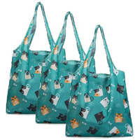Cat - 3 Pieces Merchandise Tote Bags Reusable Grocery Bags Foldable Boutique Shopping Bags Portable Storage Bag