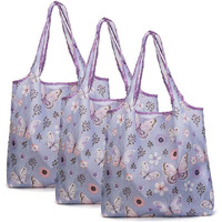 Butterfly - 3 Pieces Reusable Grocery Bags Boutique Shopping Bags Portable Tote Bags Foldable Carry Bags