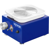 Mini Pottery Wheel, for Kids or Beginners, 2 Turntables 2.6in/3.9in Ceramic Wheel Machine, Adjustable 0-300RPM Speed ABS Detachable Basin, 17 Pottery Accessories, Work Art Craft DIY, 30W, Blue