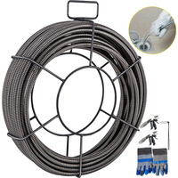 VEVOR Drain Cleaning Cable 50 Feet x 1/2 Inch Solid Core Cable Sewer Cable Drain Auger Cable Cleaner Snake Clog Pipe Drain Cleaning Cable Sewer Drain Auger Snake Pipe