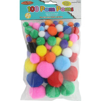 POM POMS ASST SIZES & COLORS 100CT