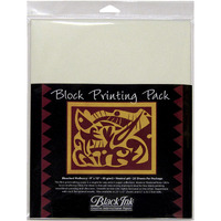 Black Ink Block Printing Paper Pack, 9 x 12 Inches, Bleached Mulberry, 25 Sheets