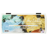 Jack Richeson Semi-Moist Collegiate Watercolors, 12 Metallic Colors