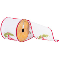 Vickerman 4" x 10yd White Red Embroider Lantern - Q172159