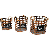 Vickerman 10" Wire Chalkboard Oval Basket Set/3 - FQ196933