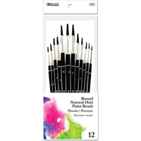 BAZIC Round Natural Hair Paint Brush (12/Pack) / Box Qty - 12