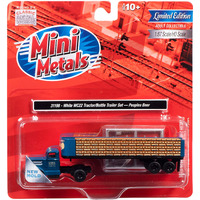White WC22 Truck Tractor with Bottle Trailer Dark Blue "The Peoples Brewing Co." 1/87 (HO) Scale Model by Classic Metal Works