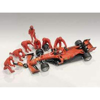 Formula One F1 Pit Crew 7 Figurine Set Team Red for 1/43 Scale Models by American Diorama