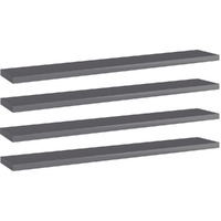 vidaXL Bookshelf Boards 4 pcs High Gloss Gray 23.6"x3.9"x0.6" Engineered Wood