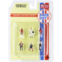 "Race Day 2" 6 piece Diecast Figurine Set for 1/64 Scale Models by American Diorama
