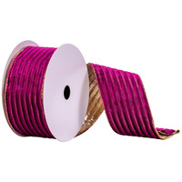 2.5"x10yd Purple Stripe Gold Back Ribbon