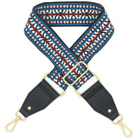 Blue White Flower Wide Crossbody Canvas Bag Strap Replacement Purse Handbag Shoulder Strap Adjustable Belt