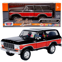 1978 Ford Bronco Ranger XLT with Spare Tire Black and Red Timeless Legends Series 1/24 Diecast Model Car by Motormax
