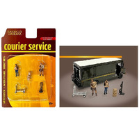"Courier Service" 5 Piece Diecast Figures Set (2 Worker Figures and 3 accessories) Limited Edition to 4800 pieces Worldwide for 1/64 Scale Models by American Diorama
