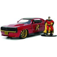 1969 Chevrolet Camaro Dark Red Metallic with Black Top and Robin Diecast Figure "Batman" "Hollywood Rides" Series 1/32 Diecast Model Car by Jada