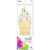 BAZIC Flat Natural Bristle Paint Brush (9/Pack) / Box Qty - 12
