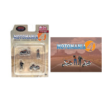 "Motomania 4" 4 piece Diecast Set (2 Figures and 2 Motorcycles) Limited Edition to 4800 pieces Worldwide 1/64 Scale Models by American Diorama
