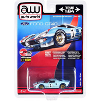 1966 Ford GT40 RHD (Right Hand Drive) #1 Light Blue with Stripes Limited Edition to 6000 pieces Worldwide 1/64 Diecast Model Car by Auto World