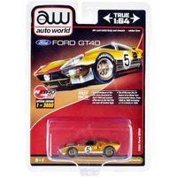 1966 Ford GT40 RHD (Right Hand Drive) #5 Gold with Graphics Limited Edition to 3600 pieces Worldwide 1/64 Diecast Model Car by Auto World