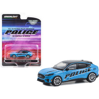 2022 Ford Mustang Mach-E Police Blue with Black Top "All-Electric Pilot Program Vehicle" "Hobby Exclusive" Series 1/64 Diecast Model Car by Greenlight