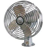 12V Metal Truck or Bus Fan w Dash Mount Vintage Chrome Look 2-Speed Electric Cooling Fan for Vehicles RP-1179