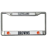 Cleveland Browns License Plate Frame Chrome Black Lettering