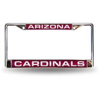 Arizona Cardinals License Plate Frame Laser Cut Chrome - Special Order