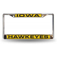 Iowa Hawkeyes Laser Cut Chrome License Plate Frame - Special Order