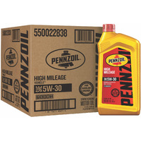8069543 PZL High Mileage Motor O Pennzoil High Mileage Vehicle 5W-30 Conventional Motor Oil 1 qt (Pack of 6)