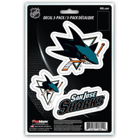 San Jose Sharks Decal Die Cut Team 3 Pack