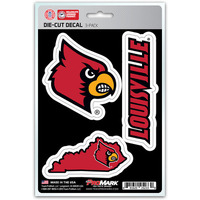Louisville Cardinals Decal Die Cut Team 3 Pack