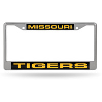 Missouri Tigers License Plate Frame Laser Cut Chrome Alternate Design
