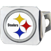 Pittsburgh Steelers Hitch Cover Color Emblem on Chrome
