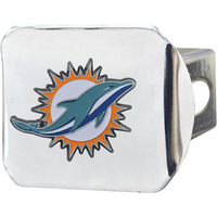 Miami Dolphins Hitch Cover Color Emblem on Chrome