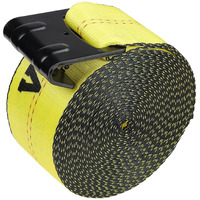 VEVOR Winch Straps, 4" x 30', 6000 lbs Load Capacity, 18000 lbs Break Strength, Truck Straps with Flat Hook, Flatbed Tie Downs Cargo Control for Trailers, Farms, Rescues, Tree Saver, Yellow (4 Pack)