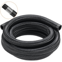 VEVOR 10AN Fuel Line Kit, 10 FT Fuel Hose Kit, 0.55" Nylon Stainless Steel Braided Fuel Line Oil/Gas/Diesel Hose End Fitting Kit, with 7 PCS Swivel Fitting Adapter Kit, Black