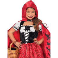 2PC.Storybook Riding Hood,dress n hooded cape w/illustration back XS RED/BLACK