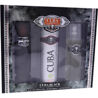Cuba Black by Cuba for Men - 3 Pc Gift Set 3.3oz EDT Spray, 3.3oz After Shave, 6.6oz Body Spray