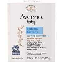 Aveeno Baby Eczema Therapy Bath Treatment for Relief of Dry, Itchy and Irritated Skin, Made with Soothing Natural Colloidal Oatmeal, Unscented, 3.75 Oz, 5 Count, Pack of 2