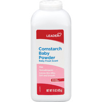Leader Cornstarch Baby Powder, Baby Fresh, 15oz Each