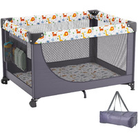 VEVOR Baby Playpen Quick-Folding Portable Baby Toddler Fence Play Yard & Wheels